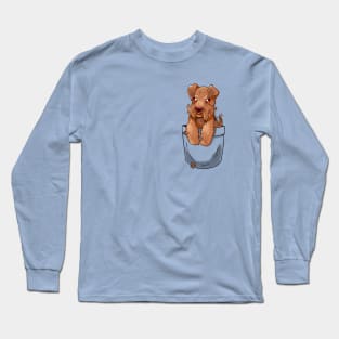 Pocket Cute Welsh Terrier dog Long Sleeve T-Shirt